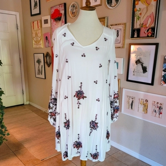 Free People Oxford White Embroidered Swing Dress - Picture 2 of 7